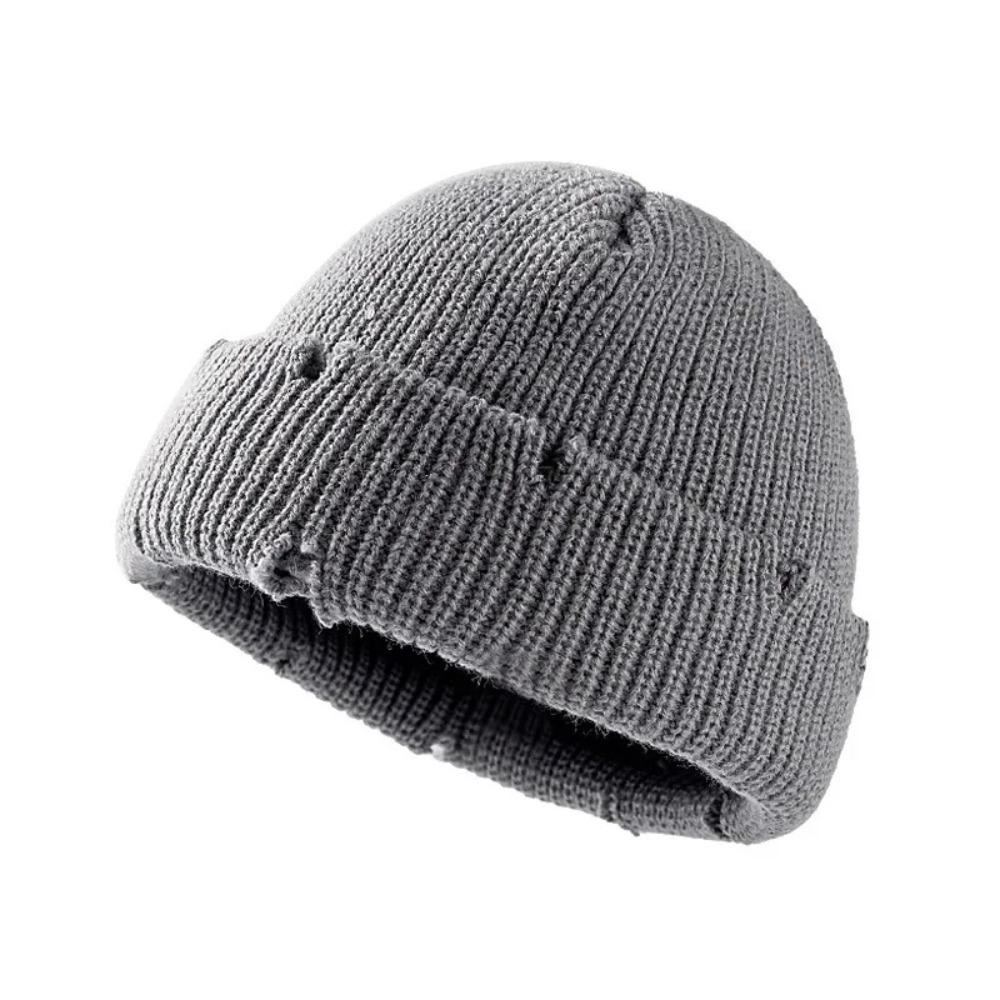 Warm Keeping Short Knit Beanie Acrylic Men Women Knitted Hat Fashion Cuff Beanie Hat Unisex