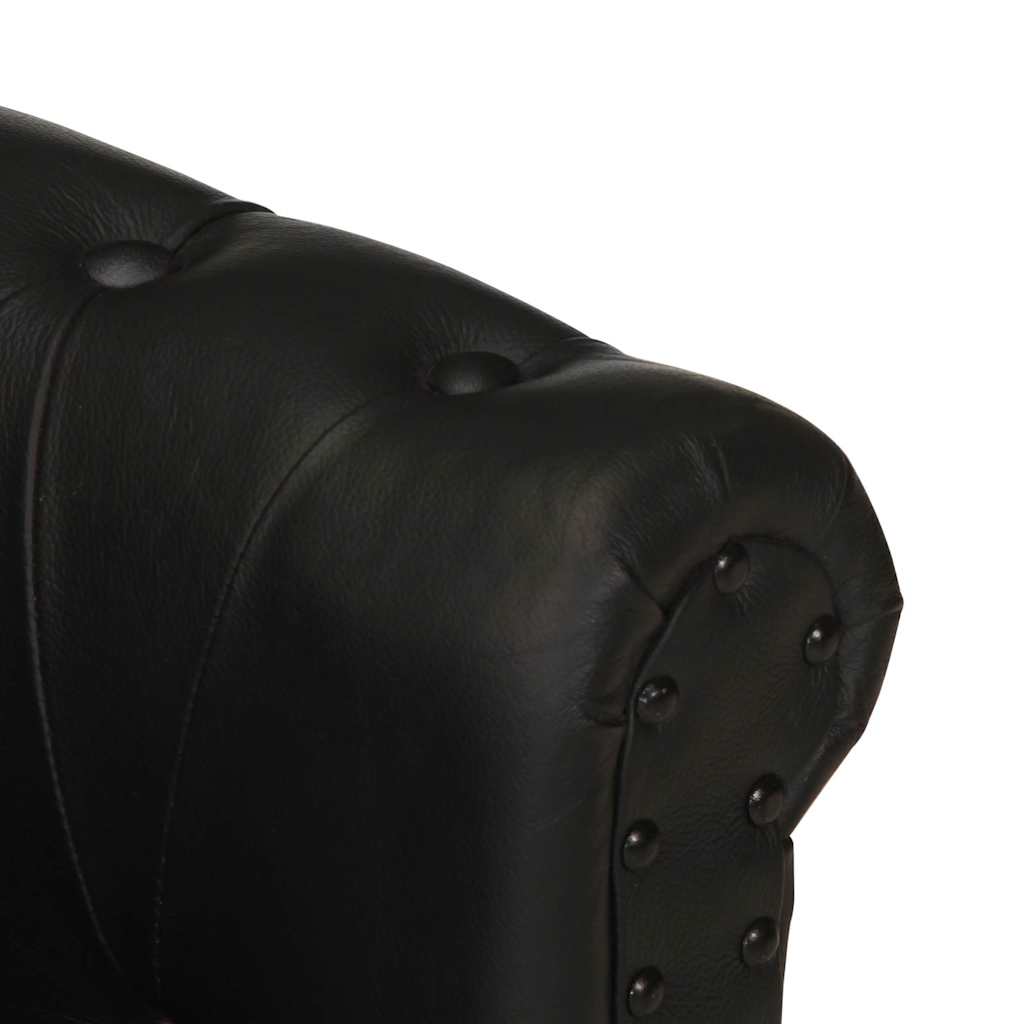 Armchair in Black Genuine Goat Leather
