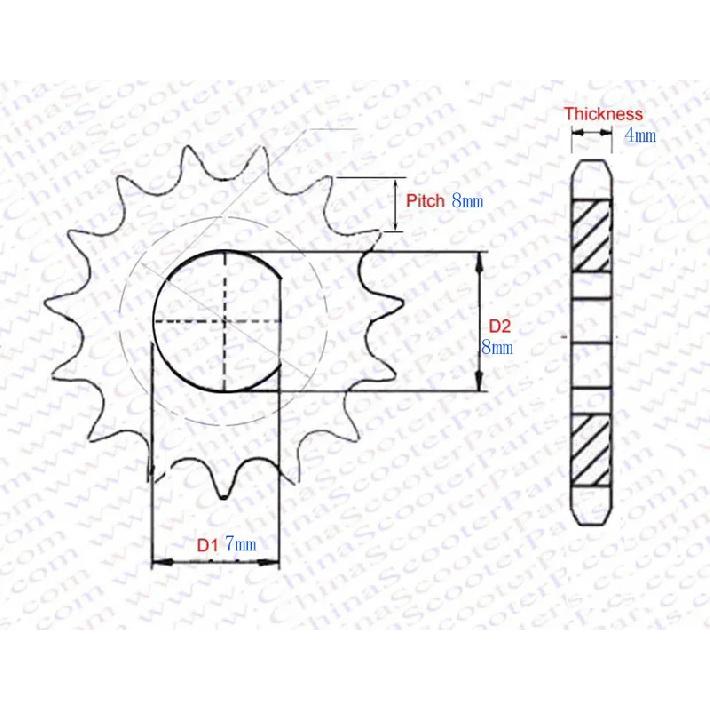 10 11 12 Tooth 10T 11T 12T 25H T8F D Type 8MM 10MM Razor EVO X-Treme IZIP E Scooter Motor Sprocket MY1020