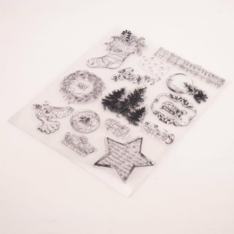 Merry Christmas Transparent Silicone Clear Stamps for Seal DIY Scrapbooking Album Paper Card Stamp Tree Garland Socks