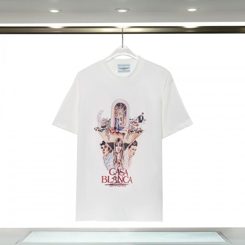 Casablanca Short Sleeve T Shirt Men Women Hip Hop Style Casual Top Cotton Blend