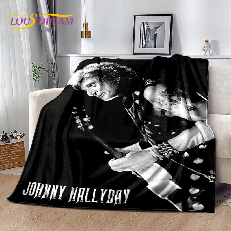 3D Printing Johnny Hallyday Rock Star Soft Flannel Blankets,Throw Blanket Comfortable Blanket for Picnic Beds Home Bedroom Cover