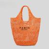 Skeleton Straw Bag Women's Mesh Pocket Handmade Woven Beach Tote Holiday Shoulder Bag