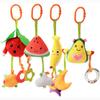 Baby Hanging Rattle Toys, 4 Pack Car Seat Stroller Toys Soft Squeaky Toys for Baby Newborn Infant Car Bed Crib Travel Activity, Fruit