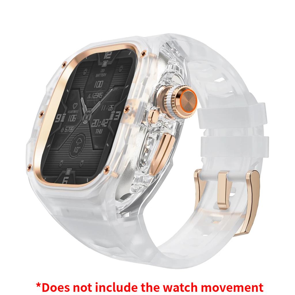 Роскошный мод-комплект для Apple watch Ultra 3/2/1 49 мм Спортивный резиновый ремешок+чехол для Iwatch ultra 49 мм Прозрачный ледяной чехол Комплект для переделки