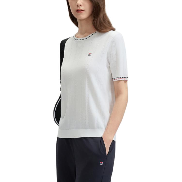 Fila Простая футболка с круглым вырезом, однотонная, с коротким рукавом, женский топ, белый F11W431404F-WT