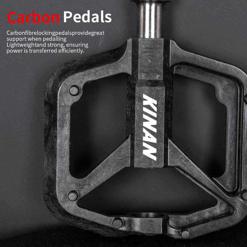 KINAN Bicycle Carbon Pedals 4 Bearings 141G Ultralight Titanium Axis with 12 Screws For Road Bike MTB Cycling Accessories