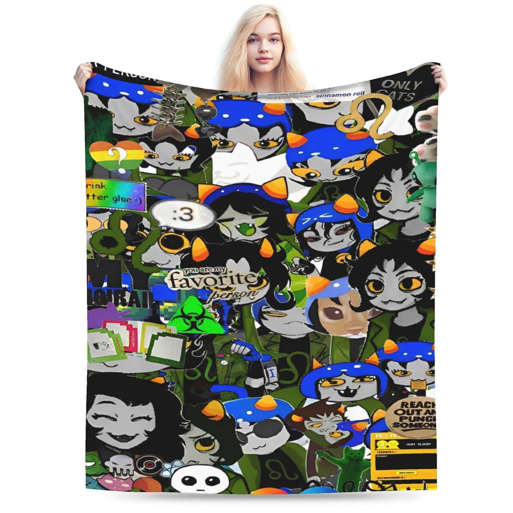 Super Warm Blankets Decorative Homestucked Manga Throw Blanket Flannel Bedspread For Outdoor Street Trend Sofa Bed Cover