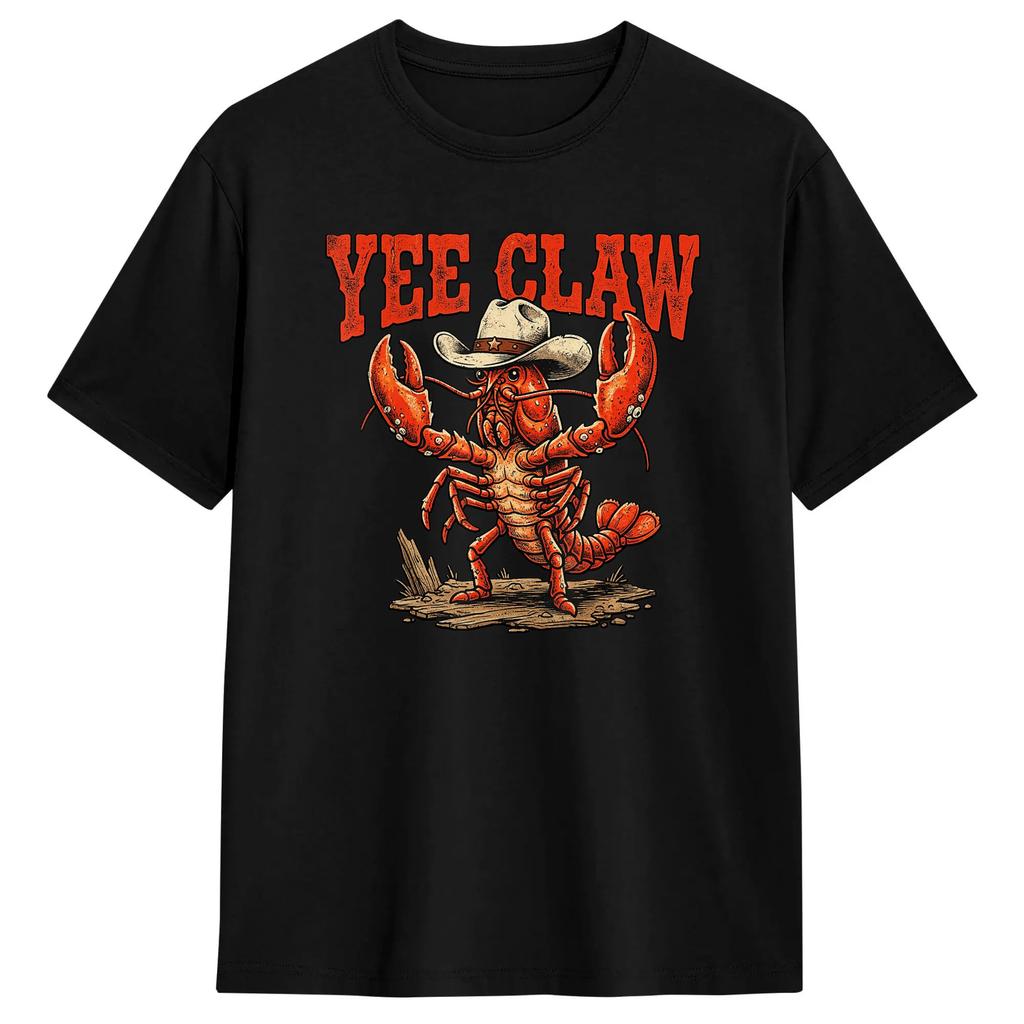 Lobster Cowboy Trendy Yee Claw Funny Lobster Tshirt Beach Vintage T Shirts 100 Cotton Hip Hop Tee Shirt For Unisexs Casual Tops