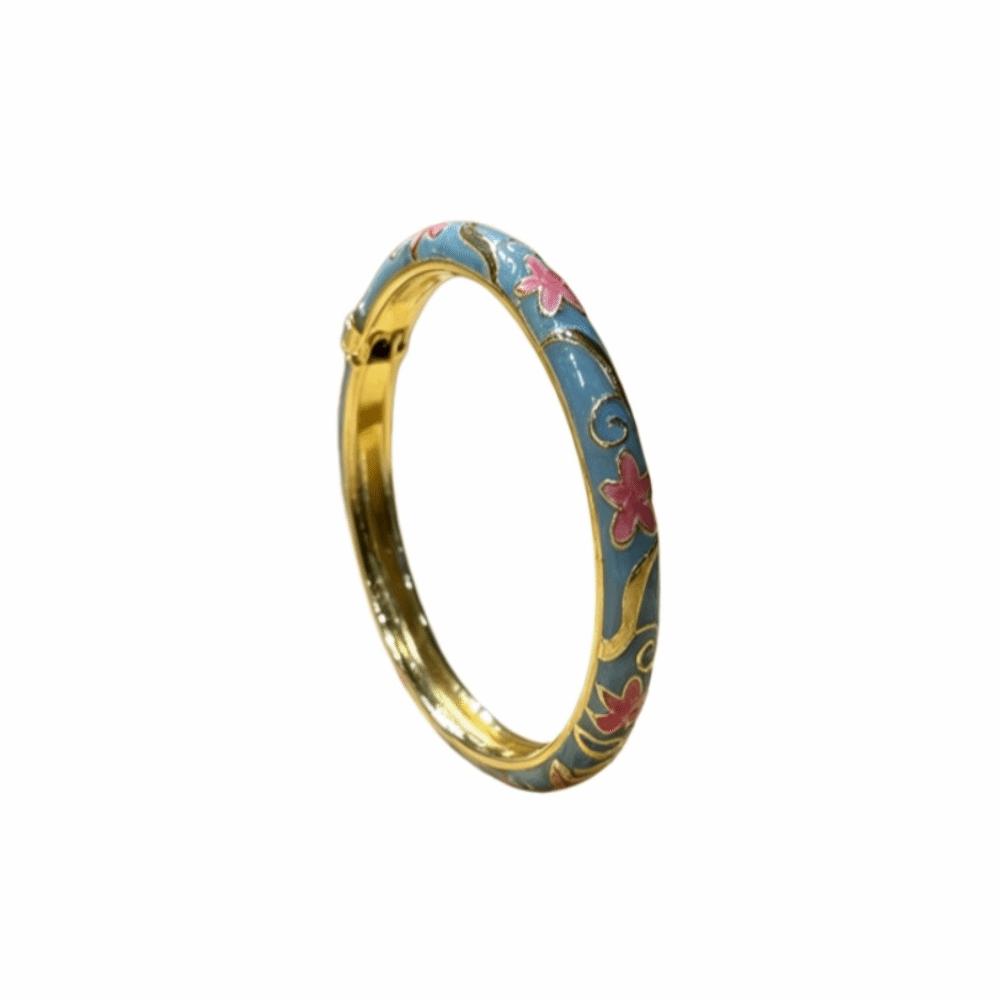 Enamel Floral Vintage Cloisonne Bangle Colorful Women's Hand Bracelet Chinese Flower Bangle Girls
