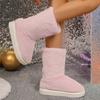 Обувь для женщин Зимние женские сапоги с круглым носком из цельного флоксового плюша Теплые Водонепроницаемые повседневные зимние сапоги для женщин