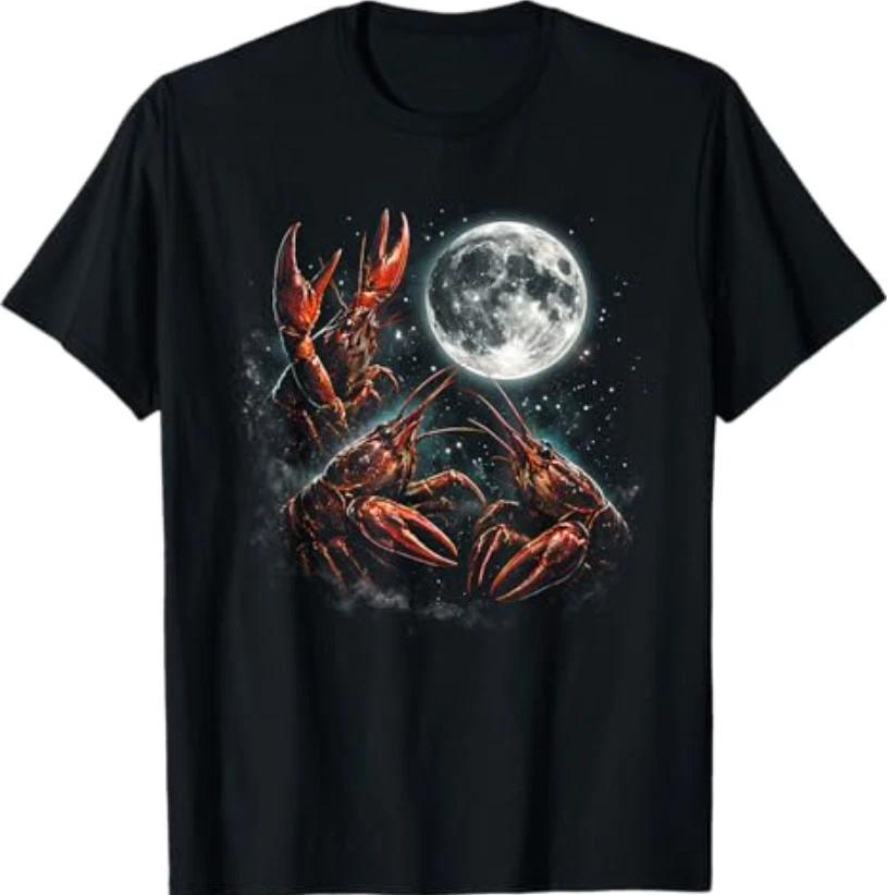 Three Crawfish Moon Galaxy Space Retro Animal T-T-Shirt