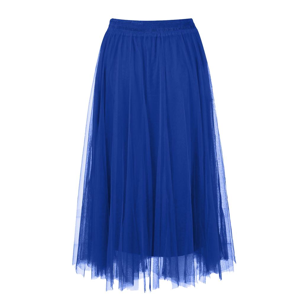 Длинная тюлевая однотонная элегантная юбка с блестками и блестками, многослойная сетчатая юбка чайной длины с большим подолом для женщин