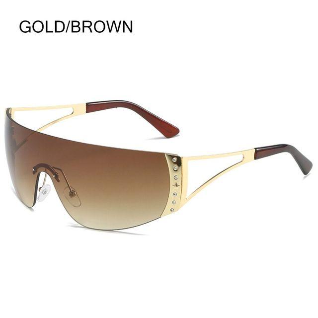 Солнцезащитные очки с запахом Y2k для женщин и мужчин, футуристические солнцезащитные очки с плоским верхом, футуристические безрамочные солнцезащитные очки с градиентными линзами, UV400