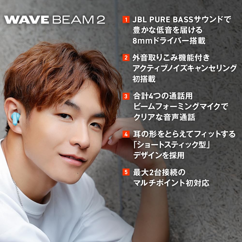 Беспроводные наушники JBL WAVE BEAM 2, Активное шумоподавление, Защита от воды и пыли IP54, Мультипоинт-подключение, До 40 часов работы (розовый)