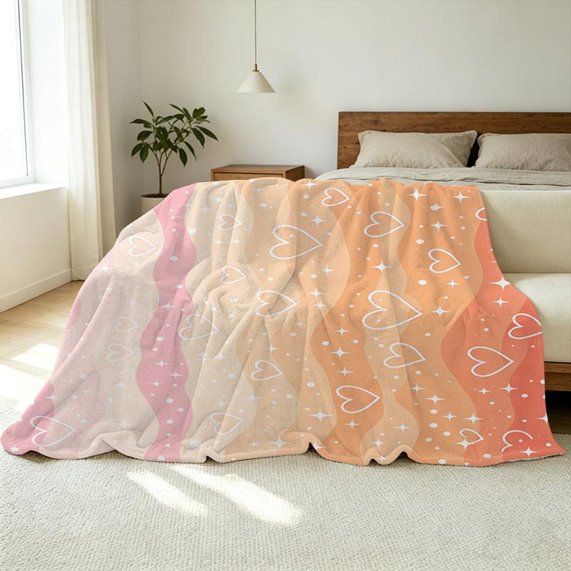 Soft Fluffy Fleece Blanket Breathable Heart Wave Pattern, Vibrant Cozy Throw for Sofa, Bed, Office, Lightweight All Seasons, Ideal Valentine’s Gift
