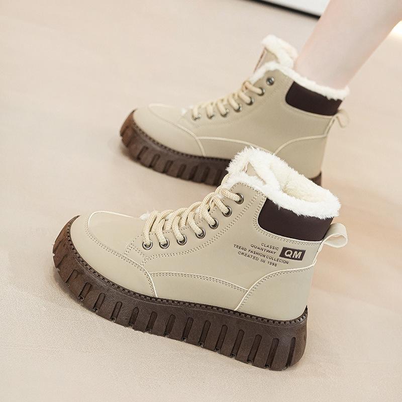 2024 Winter Women's High-Top Platform Shoes: Warm Velvet, Versatile & Trendy KT2509