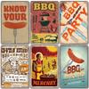 BBQ Beer Party Poster Vintage Metal Tin Signs Grill Time Retro Plaque Wall Decor for Bar Pub Backyard Beach House