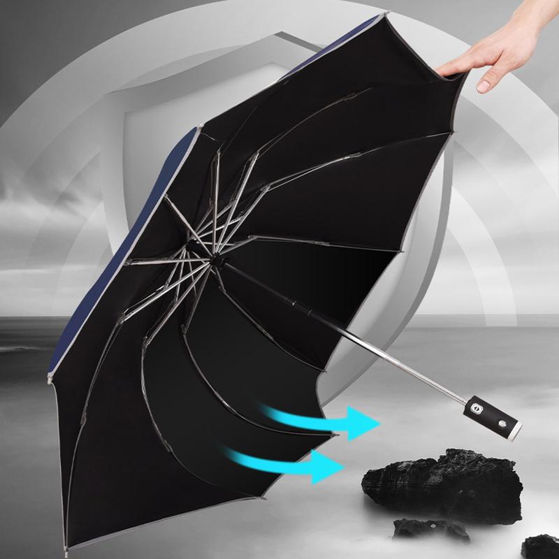 Umbrella Fully Automatic Reverse Umbrella Sunscreen Umbrella Large Umbrella Dual Use LED Flashlight Reflective Umbrella