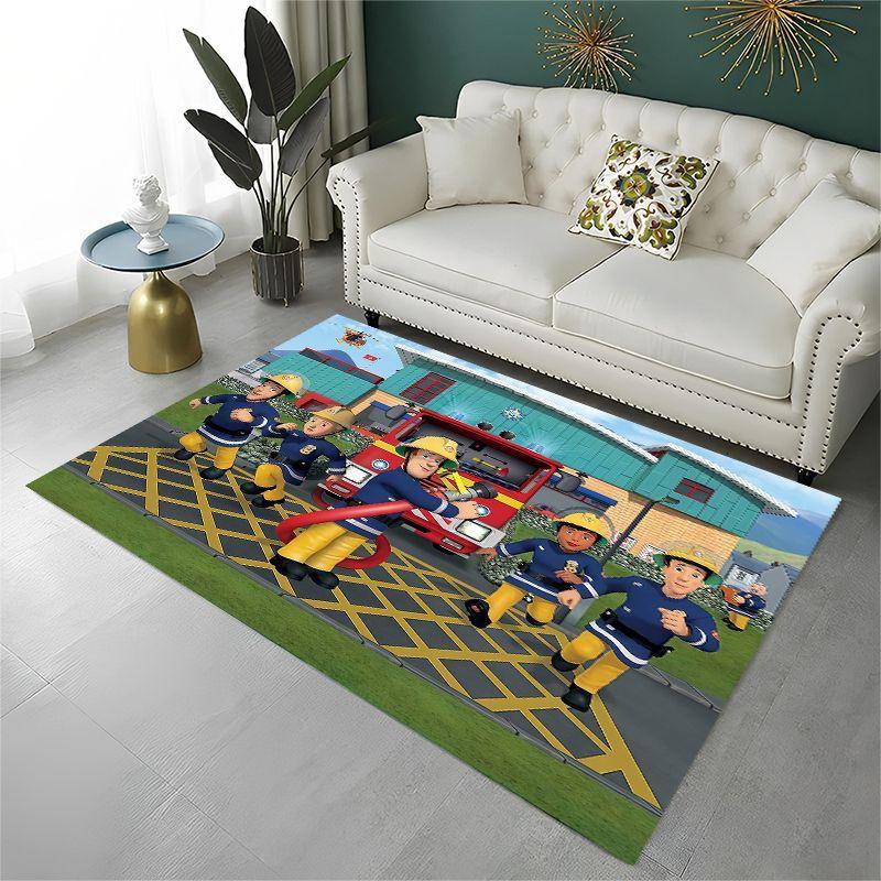 Cartoon Fireman Sam Non-Slip Area Rug for Living Room,Bedroom,Playroom,Soft Carpet Floor Mat Home Decor Rug Room Gift