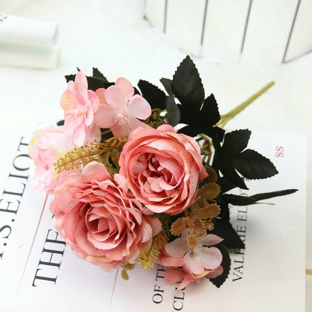 Искусственный шелковый ручной букет Смешанные искусственные цветы Пион Роза Гортензия Декор