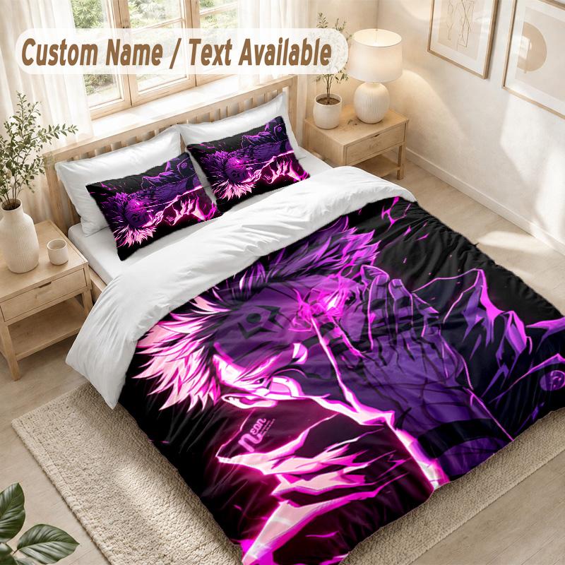Jujutsu Kaisen Bedding Set, 1 Duvet Cover & 2 Pillowcases Soft Comfortable Bedroom Home Textile Decor