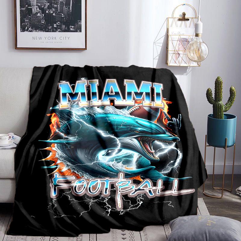 Dolphins Team Logo Artwork Blanket Lightweight Flannel Bedding Blanket Perfect for Travel, Camping, Living Rooms, Offices, Sofas, Fan Christmas gift