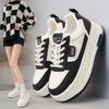 Женская осенне-зимняя новая черно-белая супермягкая спортивная и любительская обувь с толстой кожаной подошвой, увеличивающая рост