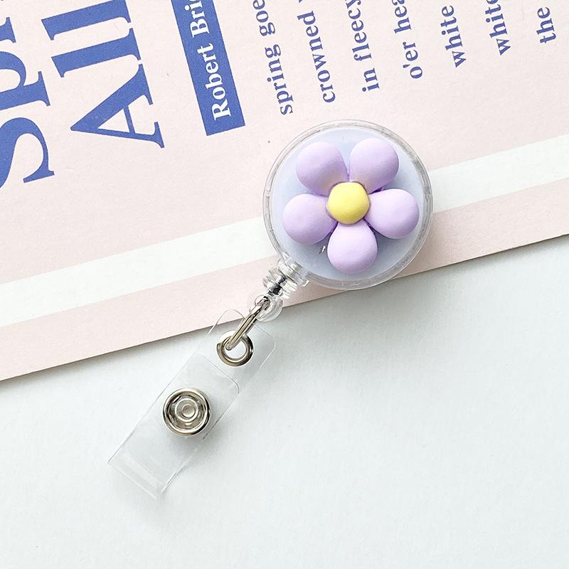 Женский милый цветок выдвижной значок катушка для удостоверения личности шнурок для имени белый воротник держатель для бейджа катушки брелок держатель для карт аксессуары
