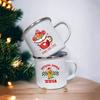Cookie Snowman Printed Handle Drinkware Cup Hot Cocoa Chocolate Mug Drink Jiuce Cup Christmas Enamel Mugs Xmas Gift for Family Friend