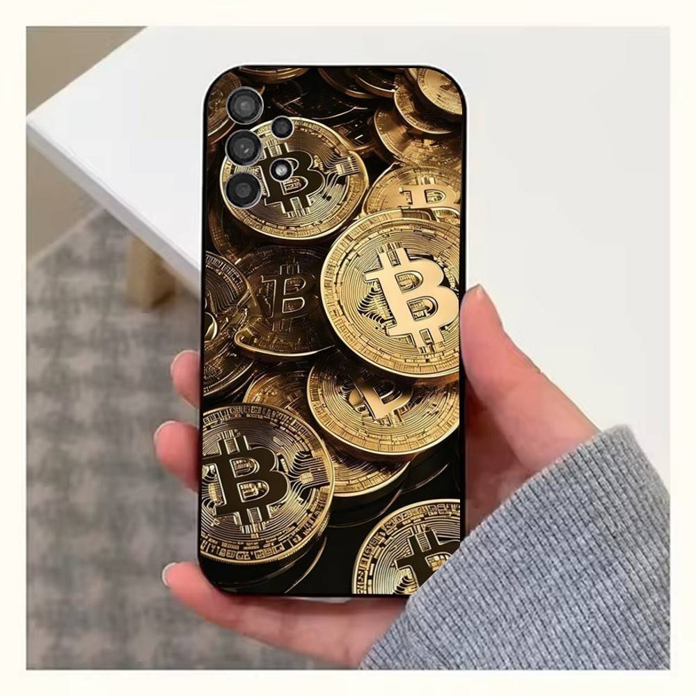 Bitcoin Digital Currency Phone Case For Samsung S22,S21,S20,S10,S9,S25,S24,S23,Ultra,FE,Plus,Lite,Soft Silicone Black