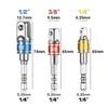 3pcs Impact Socket Adapter Set with Color Coding 1/4", 3/8", 1/2" Hex Shank  Alloy Construction Square Drill Extension Set
