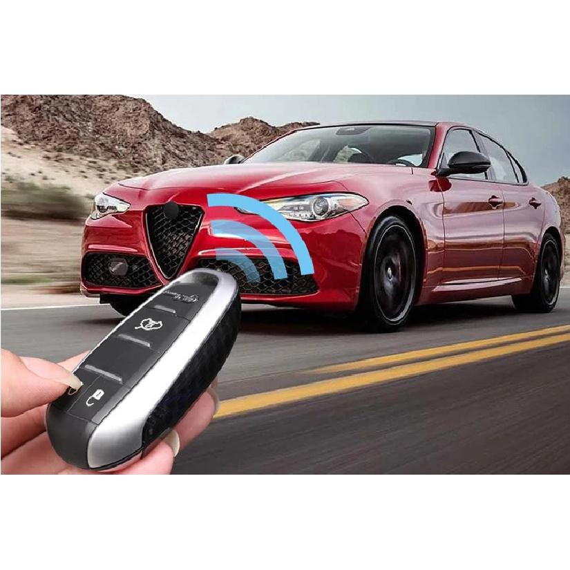 Carbon Fiber Style ABS Plastic Key Shell Cover Trim For Alfa Romeo Giulia Stelvio 2017 2018 Car Accessories Parts
