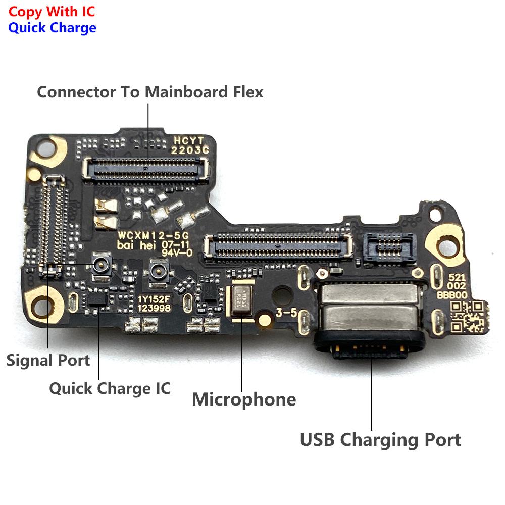 USB Charging Port Dock Plug Socket Jack Board Flex Cable Connector Parts For Xiaomi Mi 12 / Mi 12 Pro Microphone Module