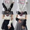 Fingerless Long Wrist Gloves Arm Warmers Black White Knitted Gloves Finger Sleeves Cover False Sleeves Half Finger Gloves