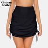 Womens High Waisted Drawstring Swim Skirts Ruched Tummy Control Swimsuit Bottoms