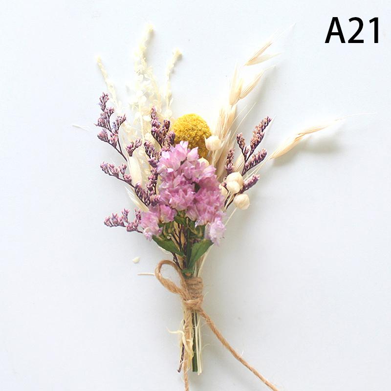 1Pc Mini Natural Dry Flowers Bouquet Boutonnieres Groomsmen Buttonholes Bridesmaid Flower Corsage Brooch Christmas Wedding Decor