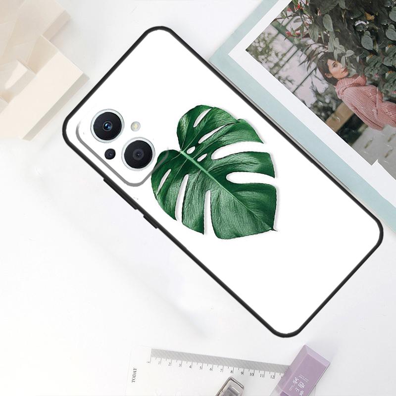 Green Monstera Leaf Case For OPPO Reno 8 7 6 5 4 Lite 10 Pro 11F 4Z 5Z 8T OPPO Find X2 X3 X5 Lite X6 Pro Cover