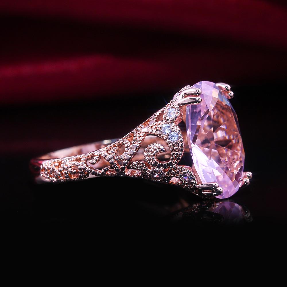 Новое поступление, обручальное кольцо, модное кольцо цвета розового золота для женщин с милым прозрачным розовым камнем, модные ювелирные изделия