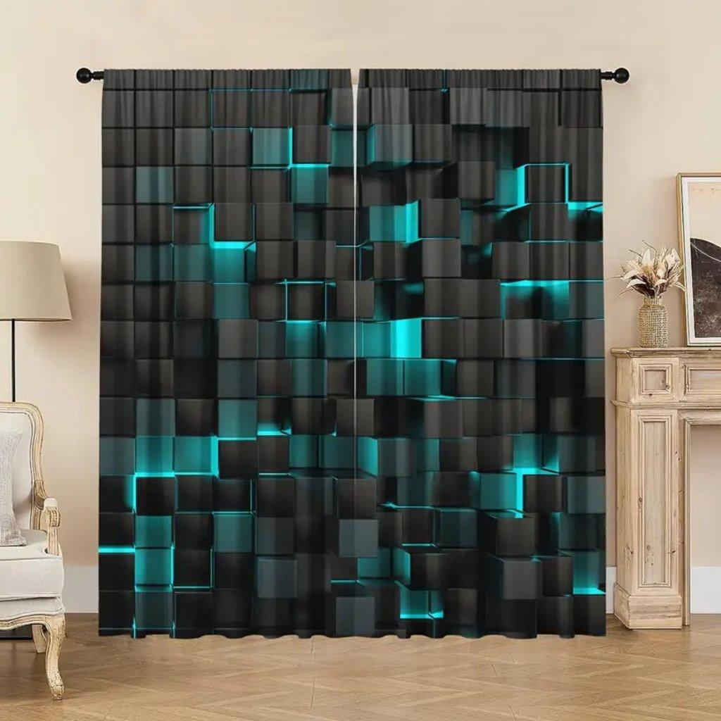 2pcs Plaid Pattern Curtains, Decorative Window Drapes, Window Treatments For Bedroom Living Room, Home Decor