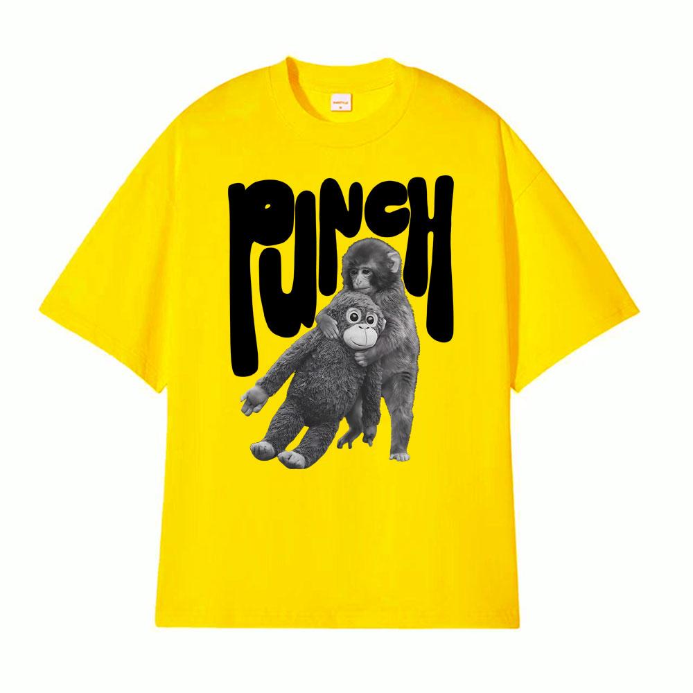 Punch The Monkey Графическая футболка в винтажном стиле Мужская одежда Летние винтажные модные футболки Топы 100% хлопок Оверсайз футболки