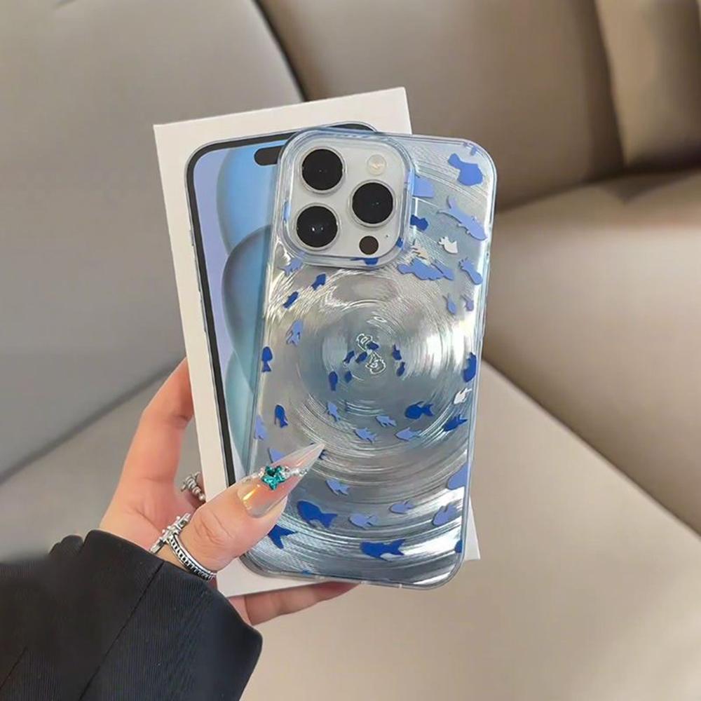 Лазерный вихревой чехол для телефона для iPhone 15 16 Pro Max 17 Air 14 11 13 12 13promax 15promax Рыба Мягкий Funda Защитная крышка