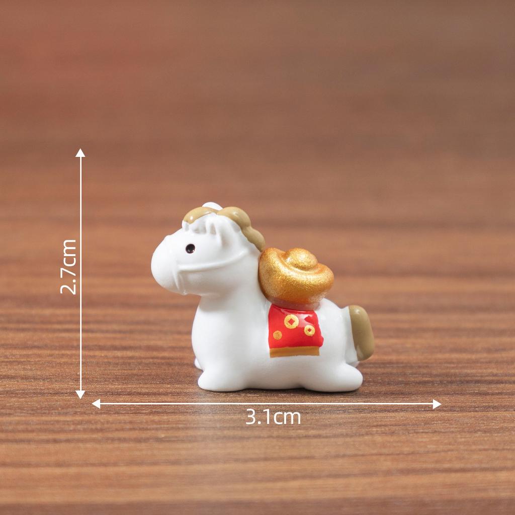 1/4Pcs DIY Car Decoration Office Desktop Decor Ornaments 2026 Horse Year Miniature Ornaments Zodiac Cartoon Lucky Pony