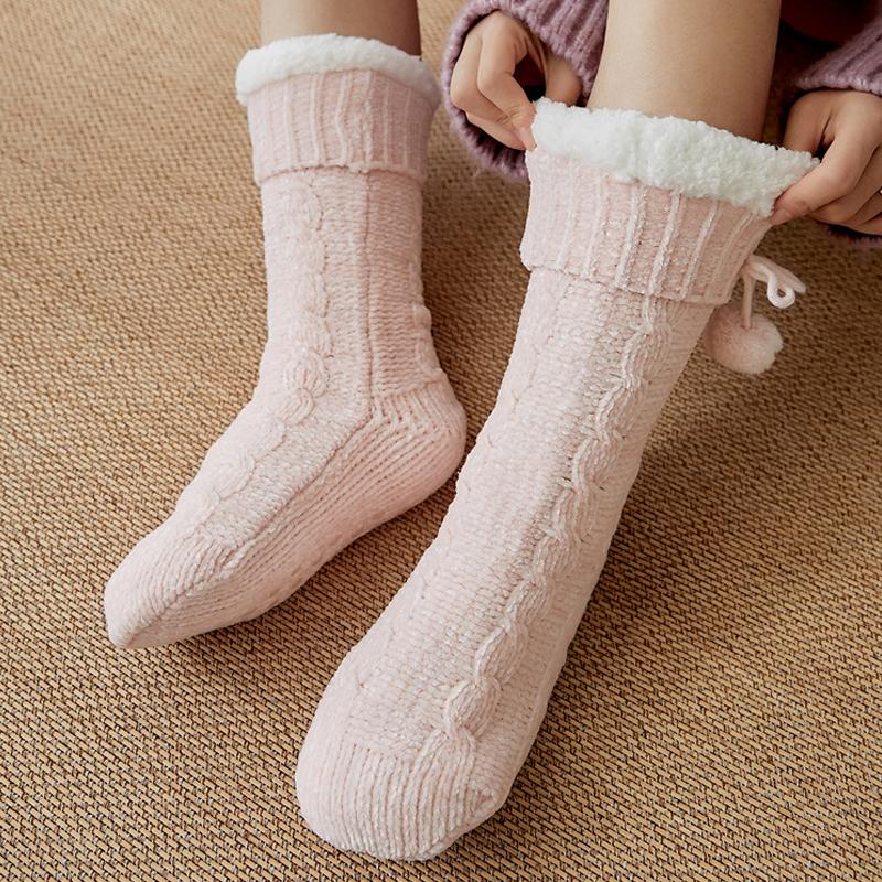 Напольные носки для женщин и взрослых, зимние носки, носки для сна, ковровые носки, домашние теплые леггинсы с мягкой подкладкой, ежемесячные тапочки, носки
