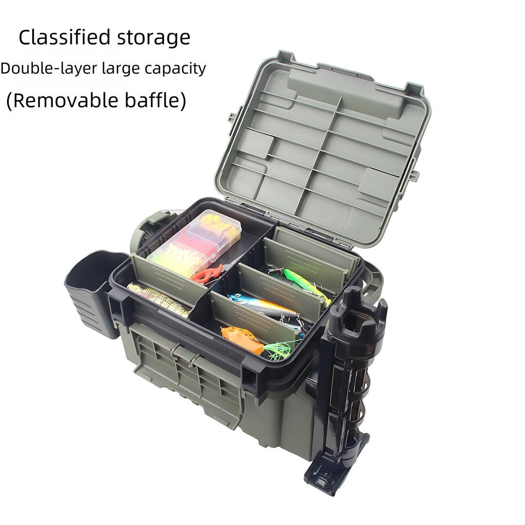 Многослойная коробка для рыболовных приманок с усиленной утолщенной конструкцией, большой вместимостью и возможностью установки сидений для хранения при морской и каменной рыбалке