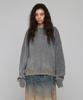 ULKIN Traditionally Dyeing Persimmon, Ink Damaged Round Neck Knit_Gray