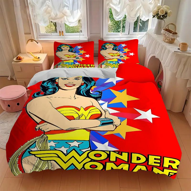 3pcs Wonder Woman, Superhero Cover Set,Soft Comfortable Duvet Cover,Guest Room (1*Duvet Cover + 2*Pillowcases, Without Core) yy251024131