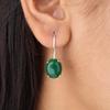 Natural Green Onyx Cab Gemstone 925 Sterling Silver Handcrafted Earrings 1.05" EE-173-23