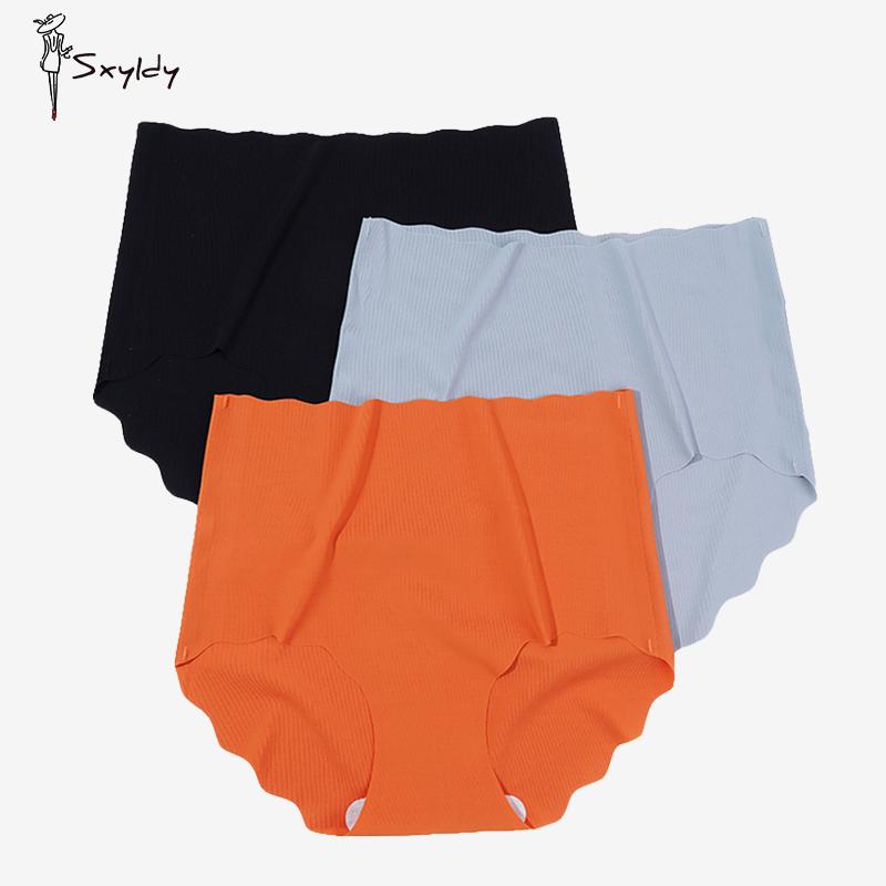 1/4 шт. трусики с высокой талией для женщин больших размеров, бесшовные трусы из ледяного шелка, женские мягкие трусы