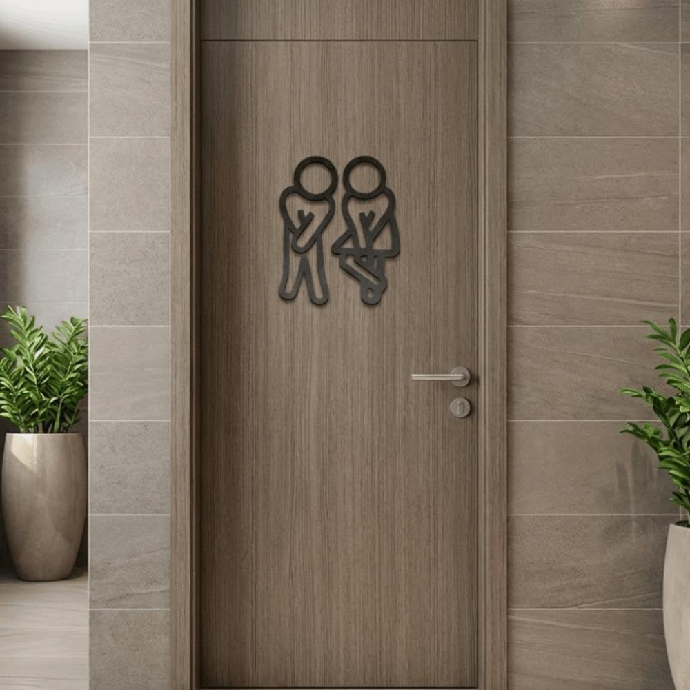 12cm WC Door Signs 2D Flat Gender Signs Modern Restroom Indicator Cafe